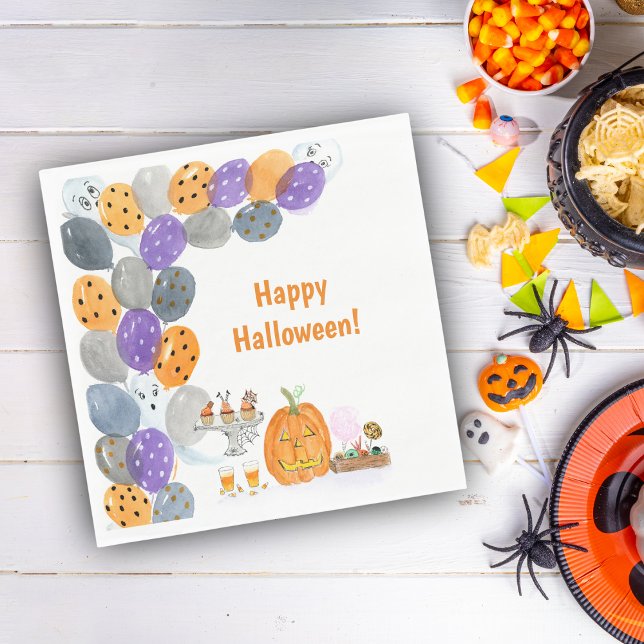 Wasserfarbiges Halloween-KostümParty Serviette (A cute Halloween Watercolor party design for your Halloween party. Great for School Parties too!)