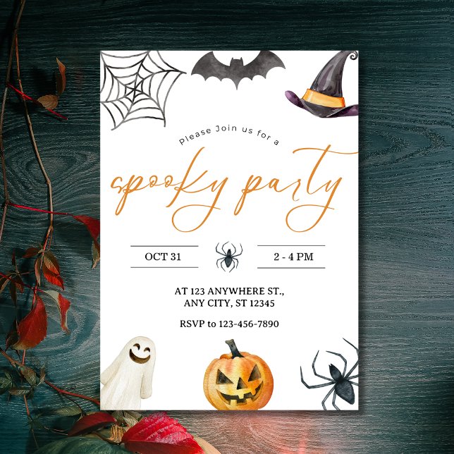 Wasserfarbiges Halloween-Party Einladung (Watercolor Spooky & Sweet Halloween Party Invitation
)