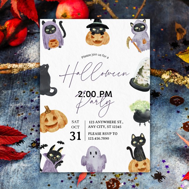 Wasserfarbiges Halloween-Party Einladung (Watercolor Spooky & Sweet Halloween Party Invitation
)