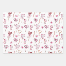 Wasserfarbiges Muster eines süßen Herzens Geschenkpapier Set