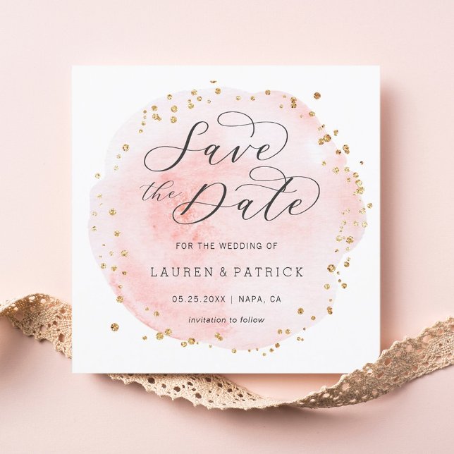 Wasserfarbkreis Save the Date Quadrat-Karte blush (Von Creator hochgeladen)