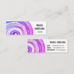 Wasserfarbkreise Neutrale Ringe Abstrakte Lila Mini Visitenkarte