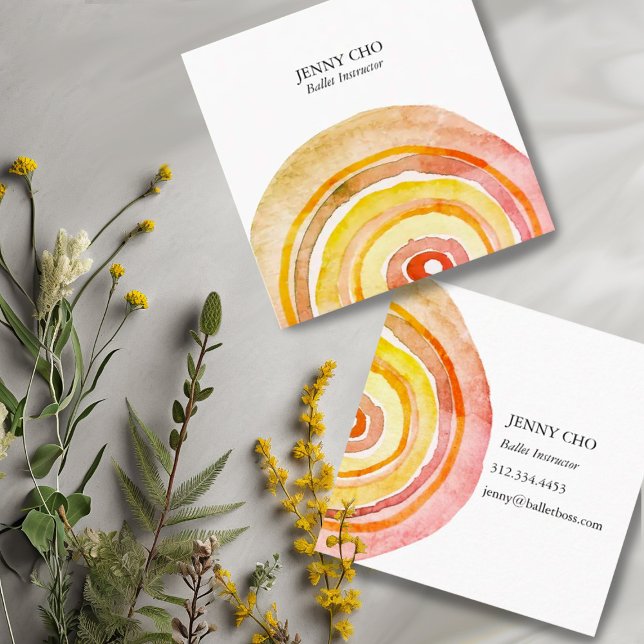 Wasserfarbkreise Rings Abstrakt Minimalistisch war Quadratische Visitenkarte (Von Creator hochgeladen)