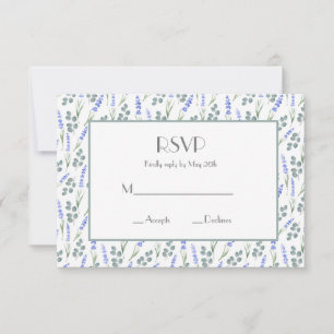 Wasserfarblavender und Eukalyptus-Muster RSVP Karte