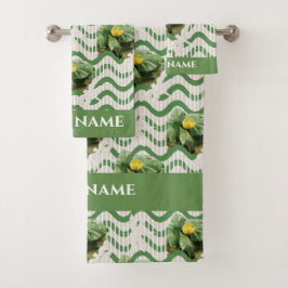 Wasserfarblich gestreifte Wasserlilien Badhandtuch Set