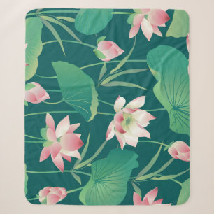 Wasserfarblotus: Vintage nahtlose Blume. Sherpadecke