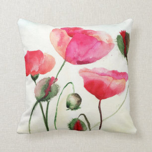 Wasserfarbmohnblumenkissen Kissen