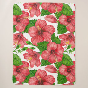 Wasserfarbmuster des roten Hibiskus Sherpadecke