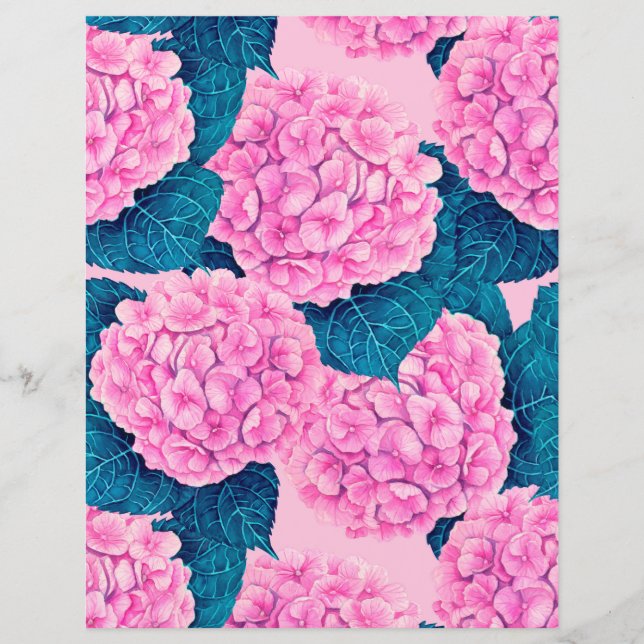 Wasserfarbmuster Hydrangea, rosa und blau (Vorderseite)