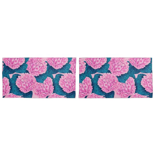 Wasserfarbmuster Hydrangea, rosa und blau Kissenbezug (Vorderseite-Set)