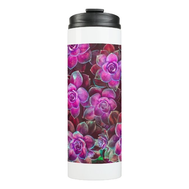 Wasserfarbmuster mit Kamelie-Blume. Bläschen Thermosbecher (Vorderseite)