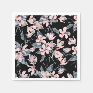 Wasserfarbmuster Rosa und Graues Floral Serviette