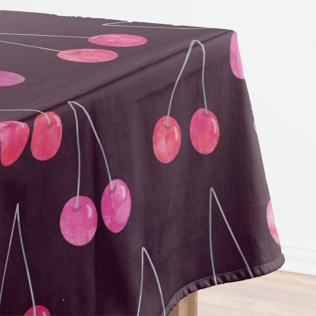 Wasserfarbmuster Schwarze Kirsche Tischdecke (Watercolor dark black cherry pattern tablecloth)
