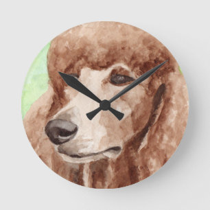 Wasserfarbpoodle Runde Wanduhr
