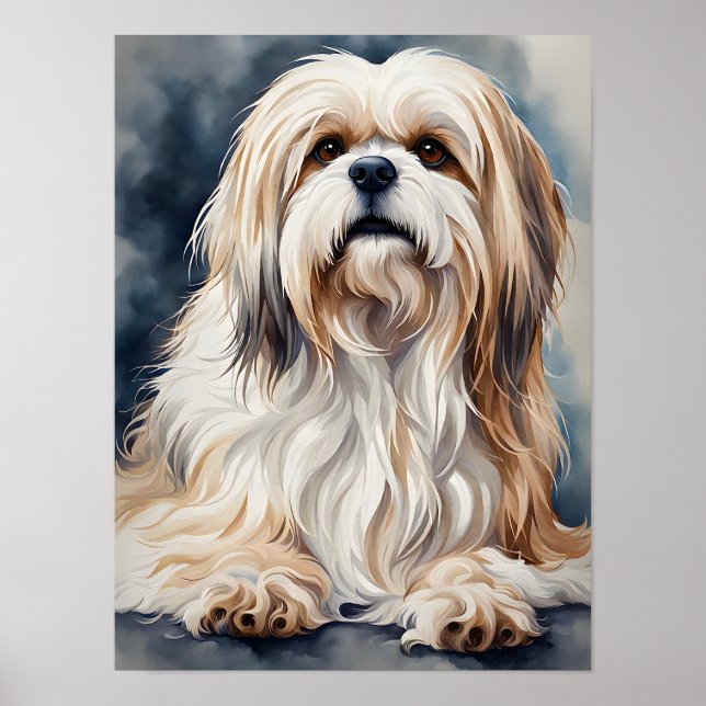 Wasserfarbportrait Sweet Shih Tzu Pose Poster (Vorne)