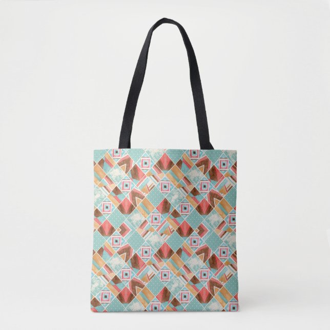 Wasserfarbquadrat, geometrischer Patchwork-Hinterg (Vorderseite)