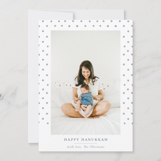 Wasserfarbrahmen Hanukkah Foto Holiday Feiertagskarte (Vorderseite)