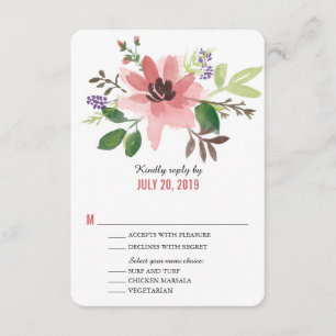 Wasserfarbrosa Blume Burst   HochzeitsrSVP RSVP Karte