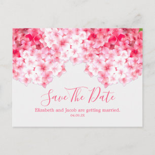 Wasserfarbrosa Hydrangea Save the Date Postkarte