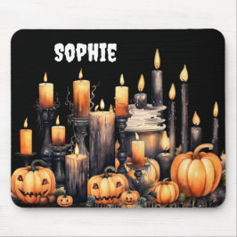 WASSERFARBSCHWARZE UND ORANGE HALLOWEEN KANDLAGEN MOUSEPAD