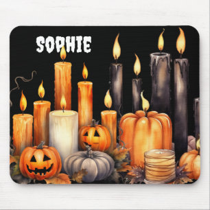 WASSERFARBSCHWARZE UND ORANGE HALLOWEEN KANDLAGEN MOUSEPAD