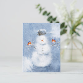 Wasserfarbsnowman Postkarte | Charmanter Winter
