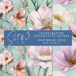 WASSERFARBSPRING FLORARAL DEKORATIVE PAPIER SET