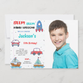 Wasserfarbtransport Geburtstags-Foto Einladung