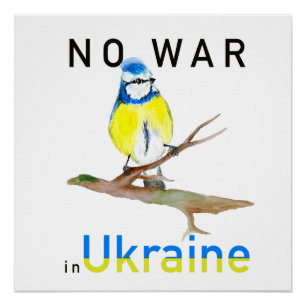 Wasserfarbvogel Kein Krieg in der Ukraine Poster
