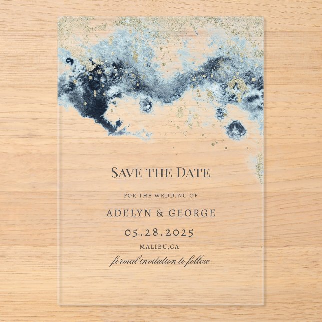 Wasserfarbwaagen Minimalistisch Save the Date Acryleinladungen (Vorderseite)