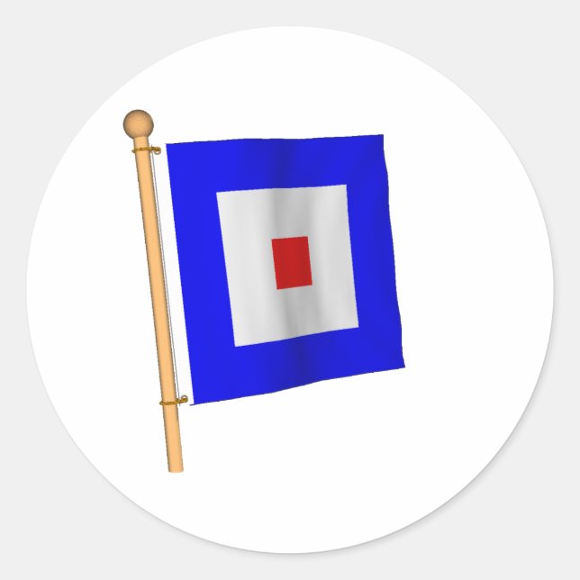Wasserflagge "W" Runder Aufkleber (Vorderseite)