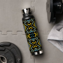 Wasserflasche Blau Gold Schwarz Reifenprofil