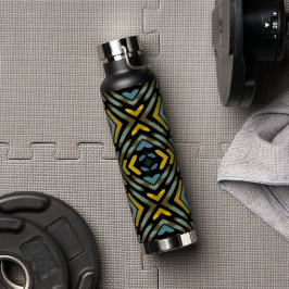 Wasserflasche Blau Gold Schwarz Reifenprofil Trinkflasche