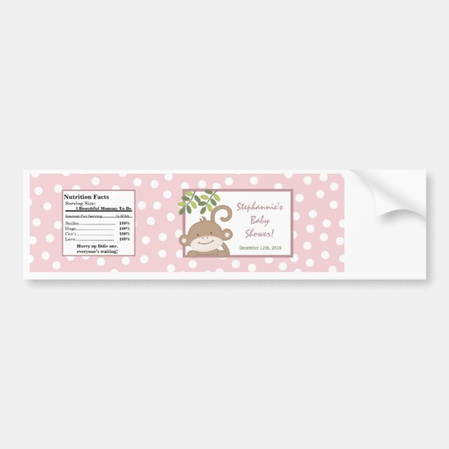 Wasserflasche Etikett Safari Rosa Dschungel Affe G Autoaufkleber (Vorne)