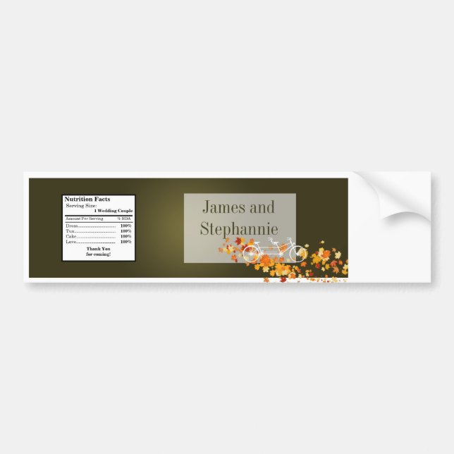 Wasserflasche Etikett Whimsical Braun Doppelrad Autoaufkleber (Vorne)