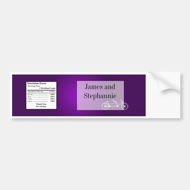 Wasserflasche Etikett Whimsical Lila Doppelrad Autoaufkleber (Vorne)