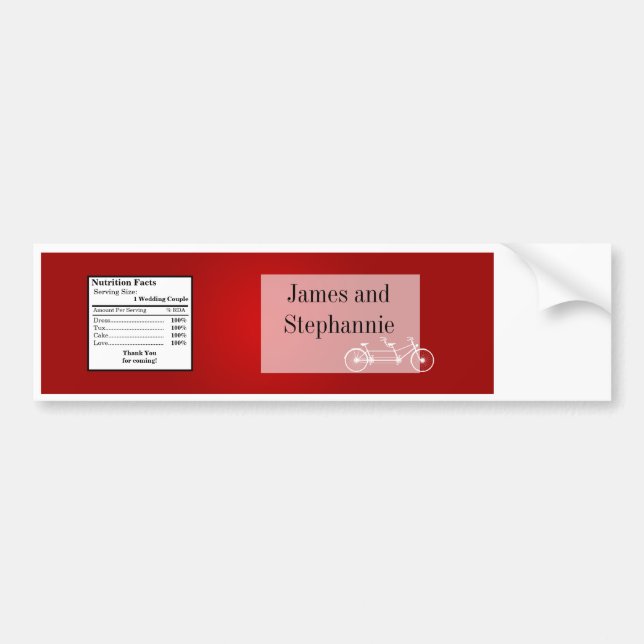 Wasserflasche Etikett Whimsical Red Double Bike Autoaufkleber (Vorne)