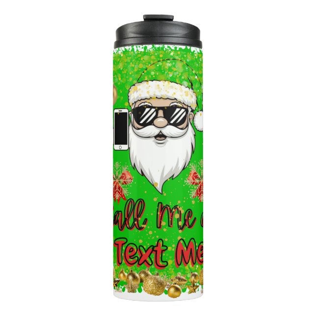 Wasserflasche Funny Santa Call Me Text ich Thermosbecher (Vorderseite)