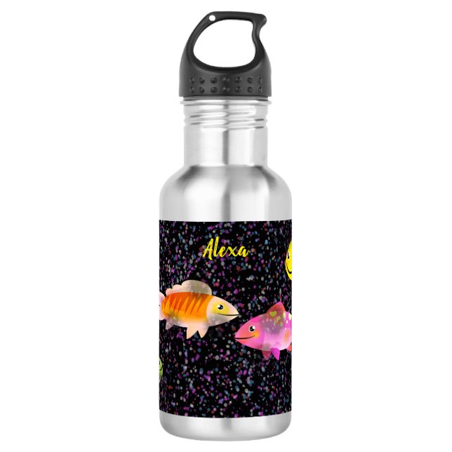 Wasserflasche für Kinder Fisch & Dosen (Vorderseite)