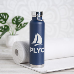 Wasserflasche in Marineblau mit PLYC-Logo Trinkflasche