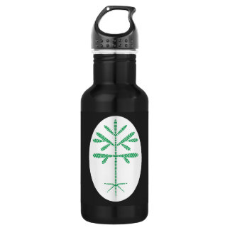 Wasserflasche in Schwarz mit einer grünen Klappe