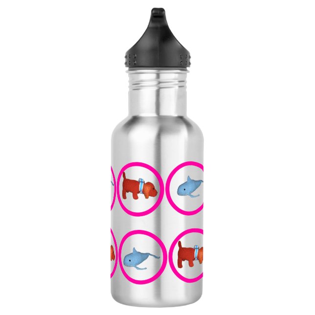 Wasserflasche - Kreise mit Wal und Hund (Rechts)