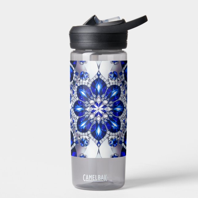 Wasserflasche mit blauweißem Farbdesign Trinkflasche (Links)
