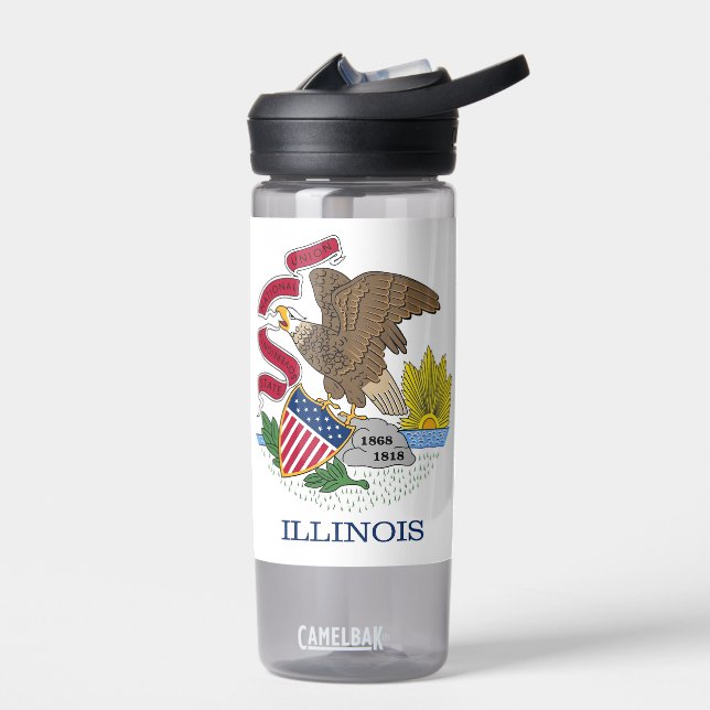 Wasserflasche mit der Fahne des Illinois Staat, US Trinkflasche (Links)