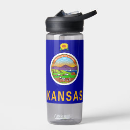 Wasserflasche mit der Flagge von Kansas Staat, USA Trinkflasche