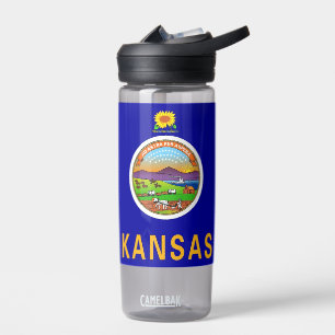 Wasserflasche mit der Flagge von Kansas Staat, USA Trinkflasche