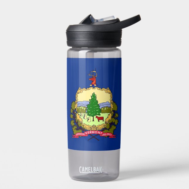 Wasserflasche mit der Flagge von Vermont Staat, US Trinkflasche (Links)