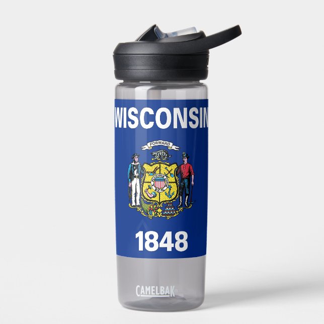 Wasserflasche mit der Flagge von Wisconsin, USA Trinkflasche (Links)