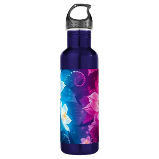 WASSERFLASCHE MIT EINER ZWEI-BLUME EDELSTAHLFLASCHE