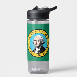 Wasserflasche mit Flagge von Washington, USA Trinkflasche
